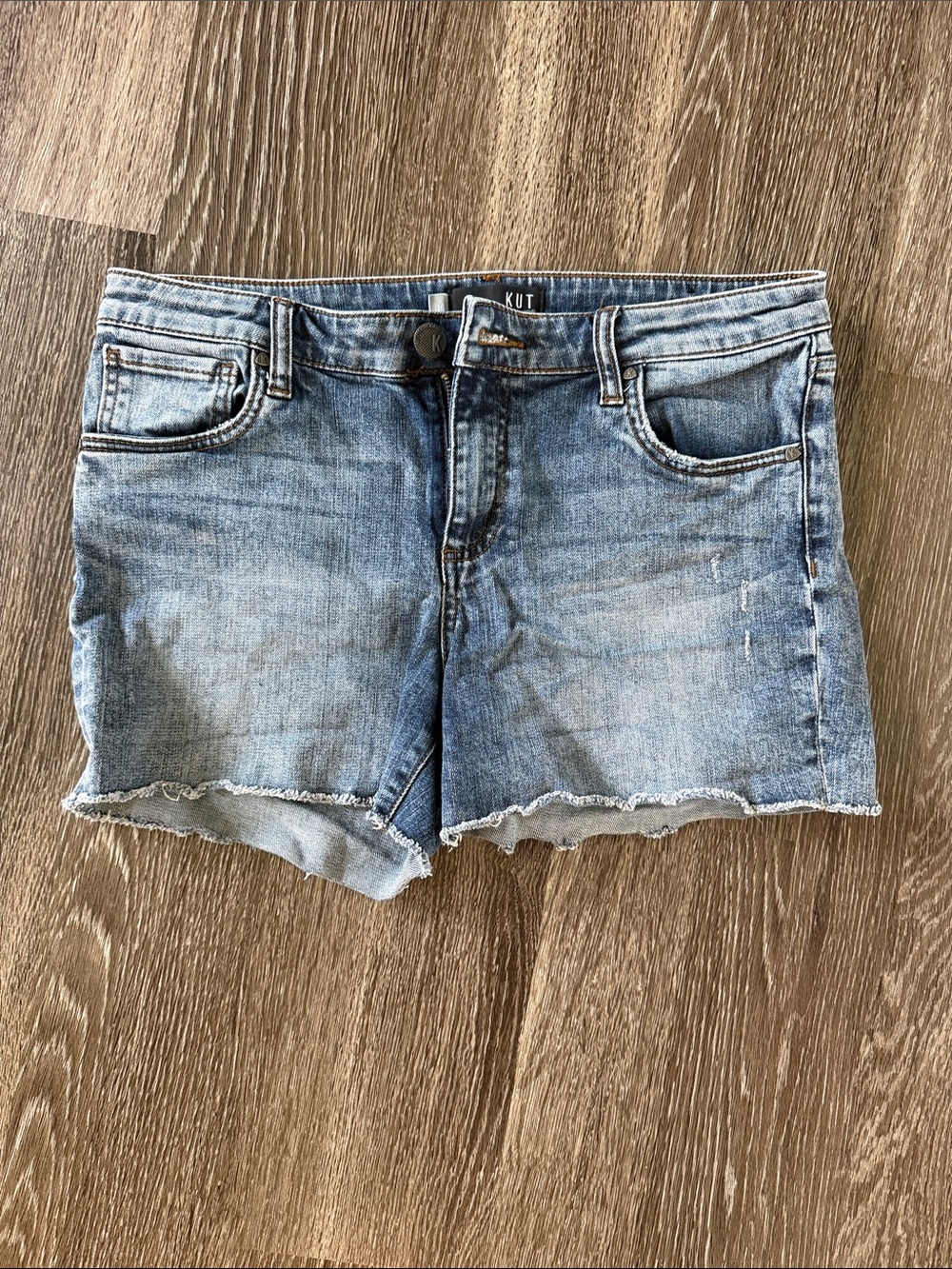 Kut from the Kloth Faded Light Blue Denim Cutoff Shorts